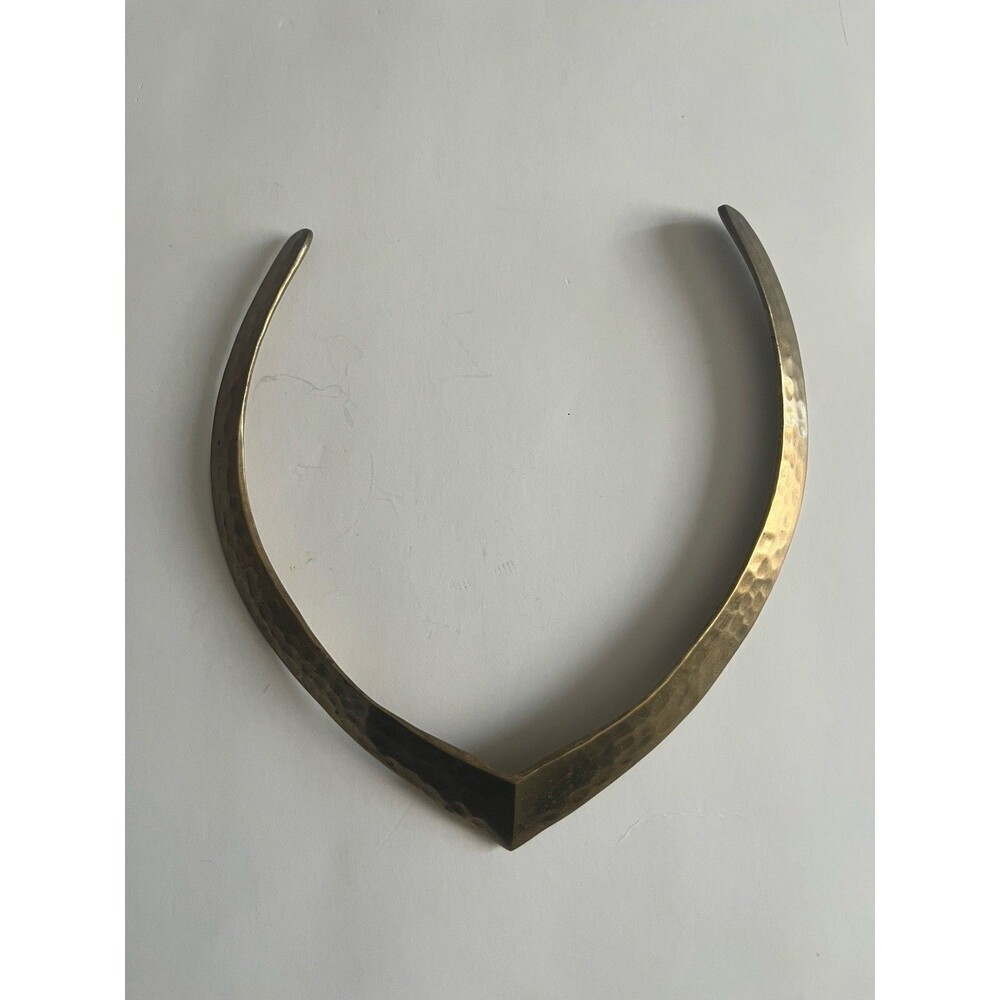Vintage Hammered Brass Torque Collar Necklace Boho Statement Tribal Minimalist